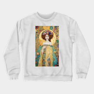 Gustav Klimt's Golden Muse: Inspired Woman in Ornate Splendor Crewneck Sweatshirt